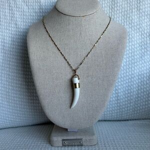 Stella and Dot Gold and White Pendant Necklace